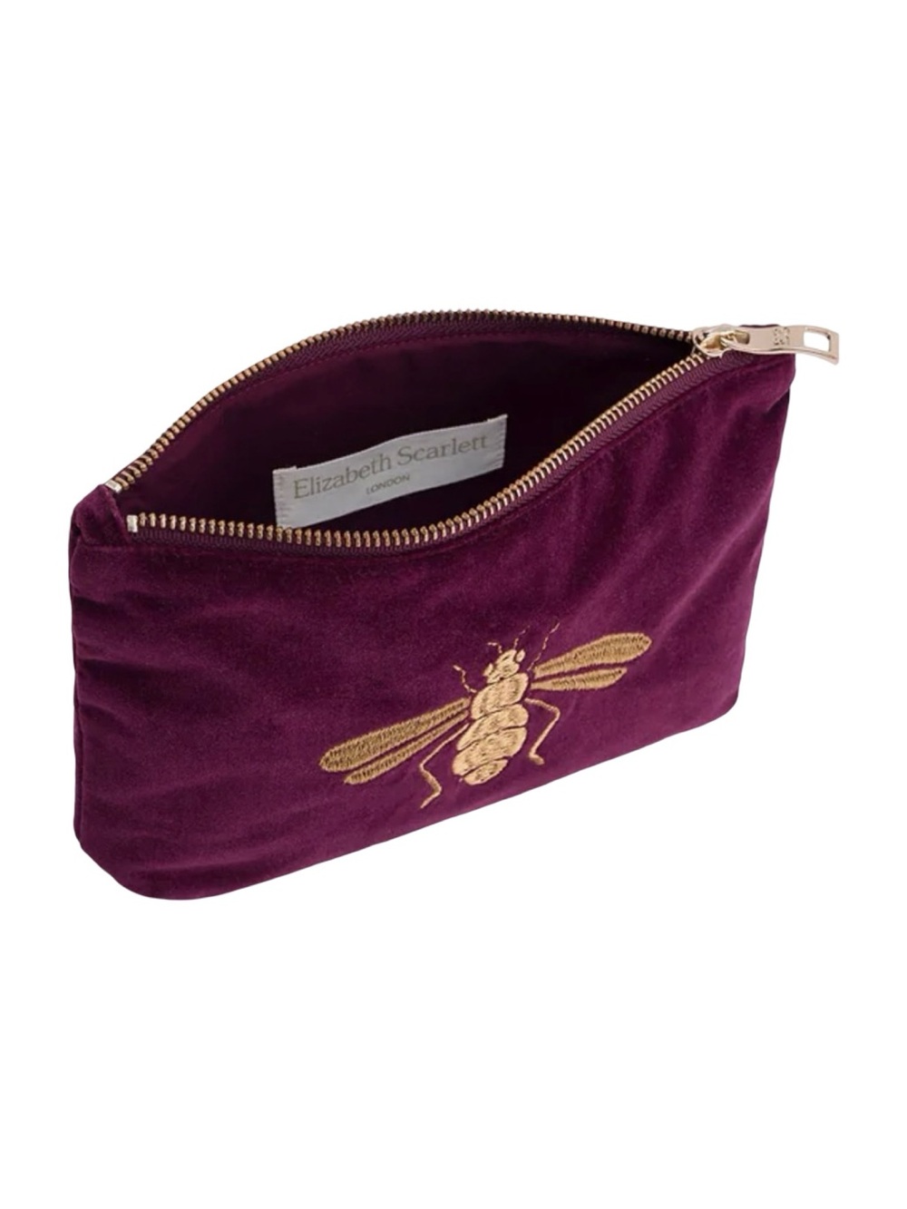 NWT Elizabeth Scarlett Honey Bee Embroidered Mini Pouch Bag in Plum Velvet - Picture 2 of 15